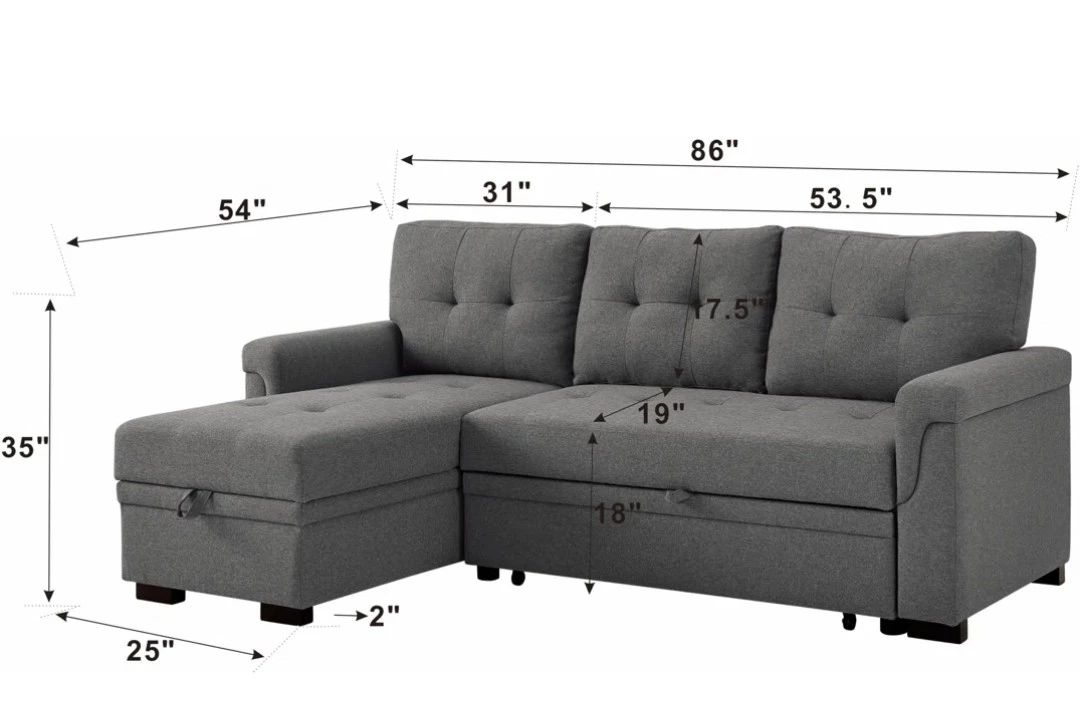 Black Sectional Sofa with Storage - photo 4