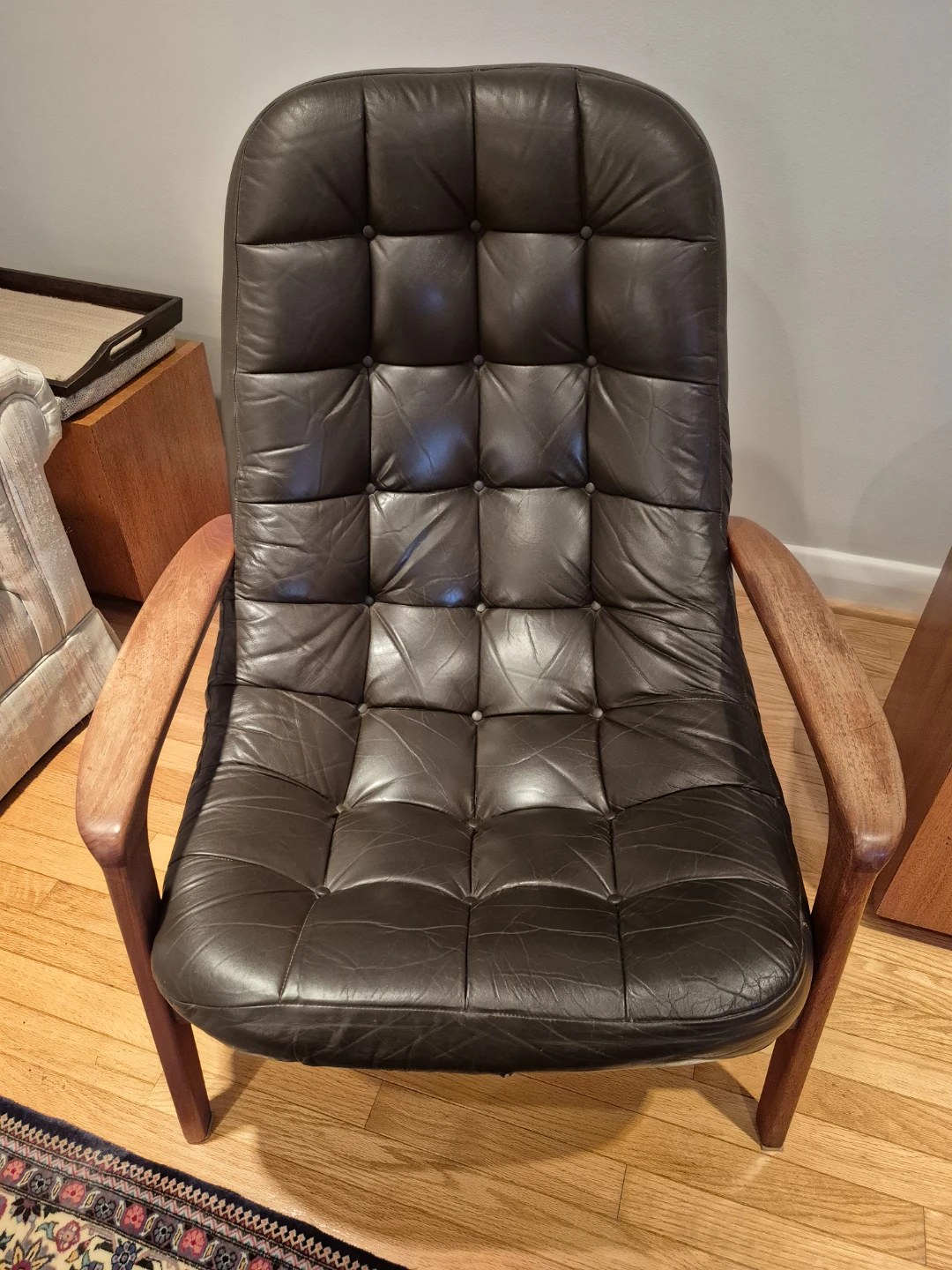 Vintage MCM Scoop Chair with Ottoman by R Huber & Co [Leather] - photo 4