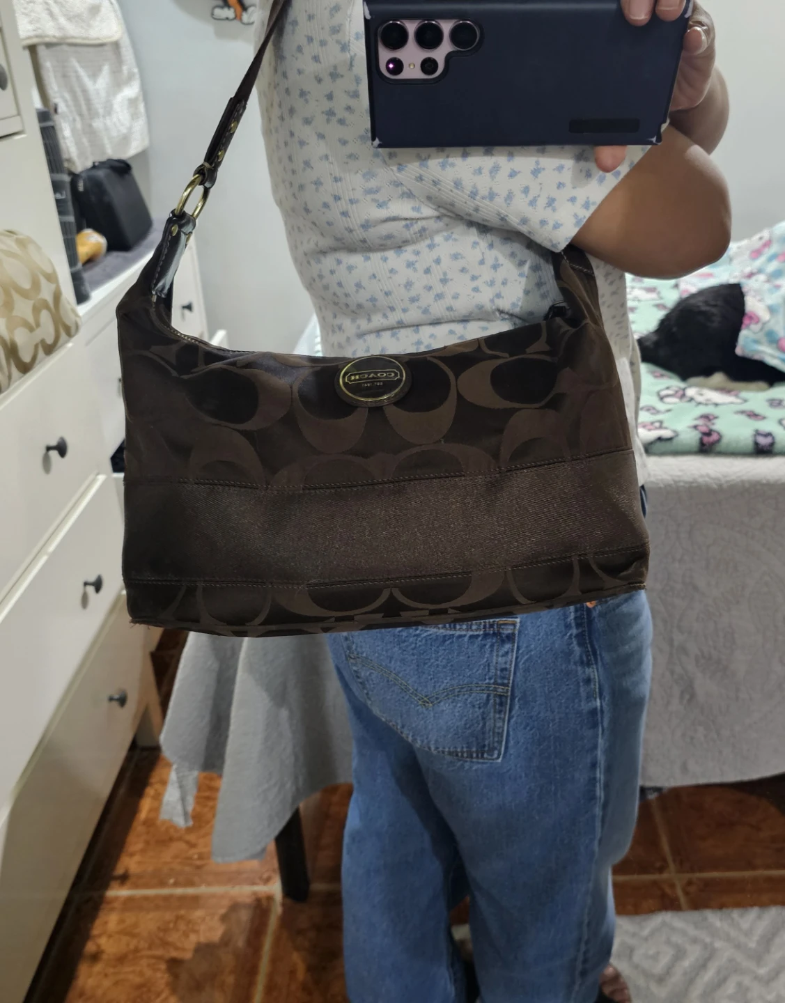 Coach Signature Monogram Hobo Bag