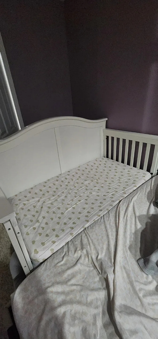 White Convertible Crib with Toddler Rail