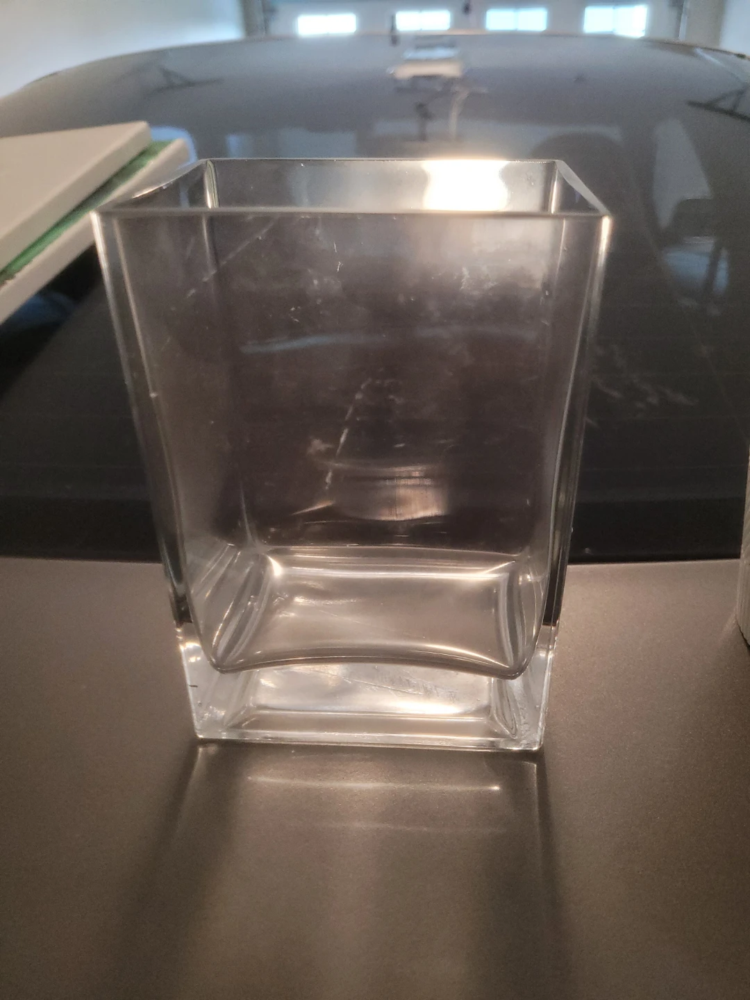 Clear Glass Square Vase
