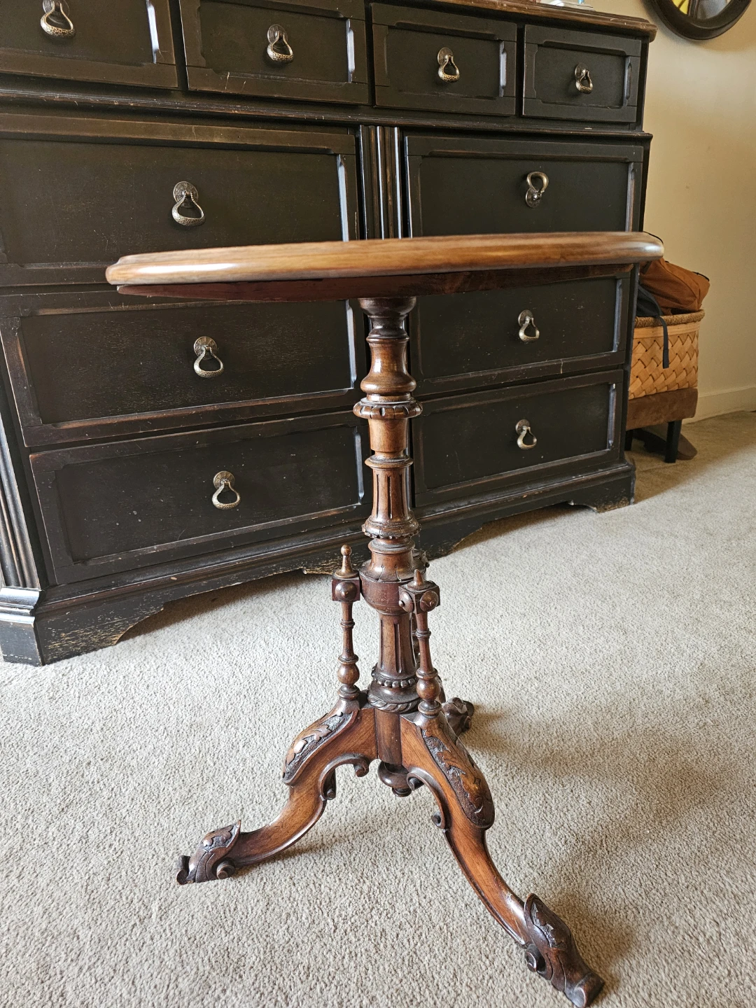 Antique Pedestal Side Table - photo 2
