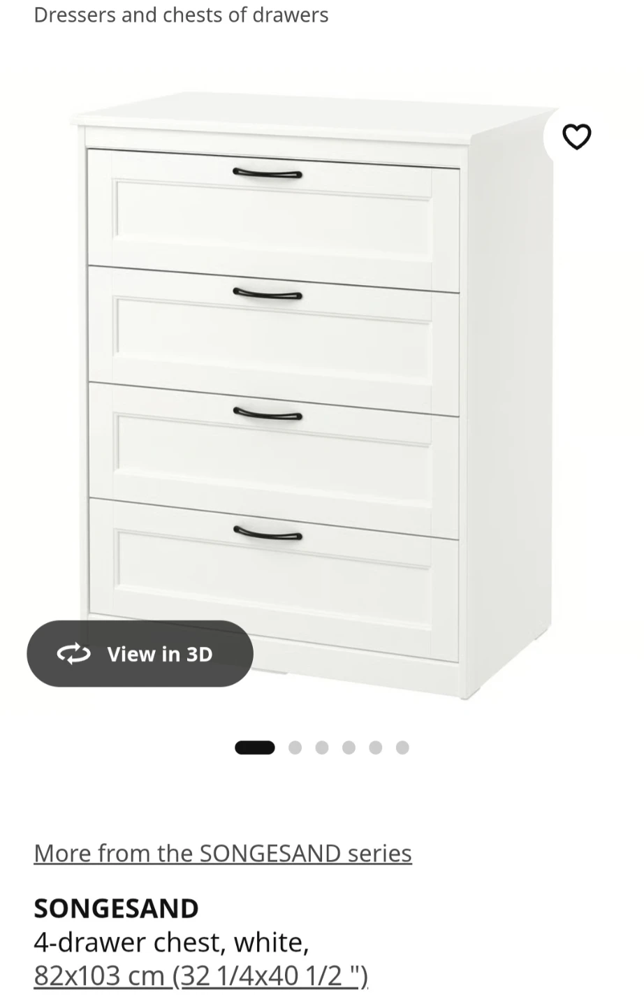 IKEA SONGESAND 4-drawer chest, white