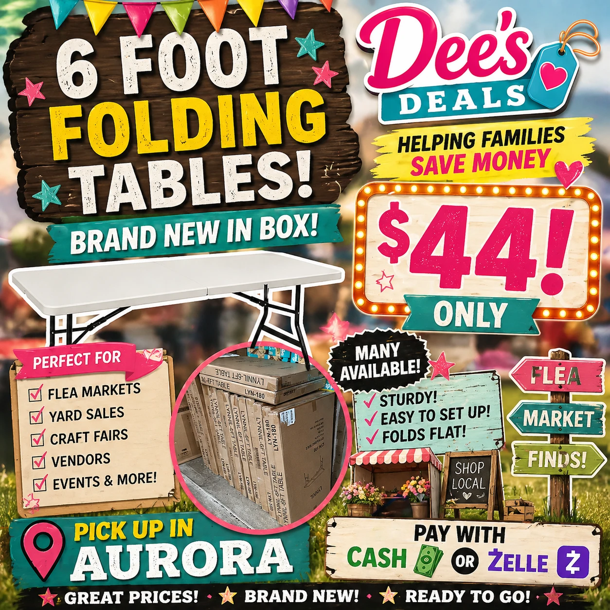 6 Foot Folding Table - Strong & Durable - photo 3