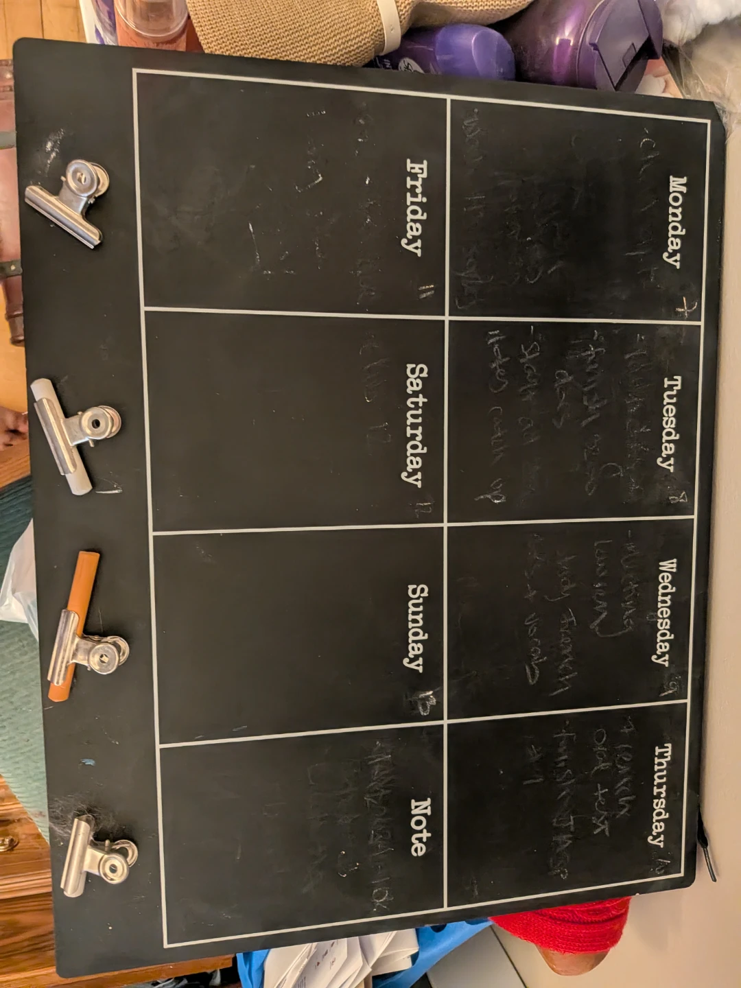Chalkboard Weekly Planner Board