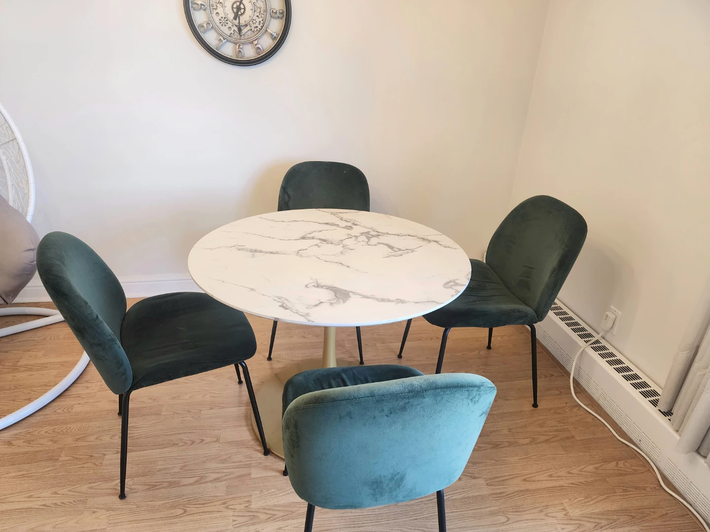 Marble Top Dining Table with 4 Velvet Chairs - photo 2