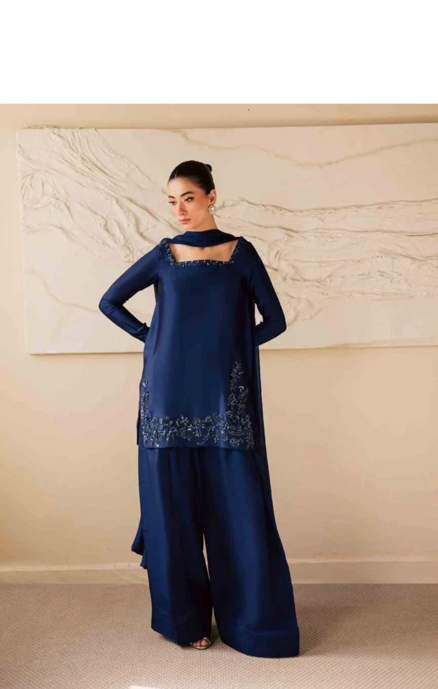Royal Dusk - 3PC EMBROIDERED DRESS
