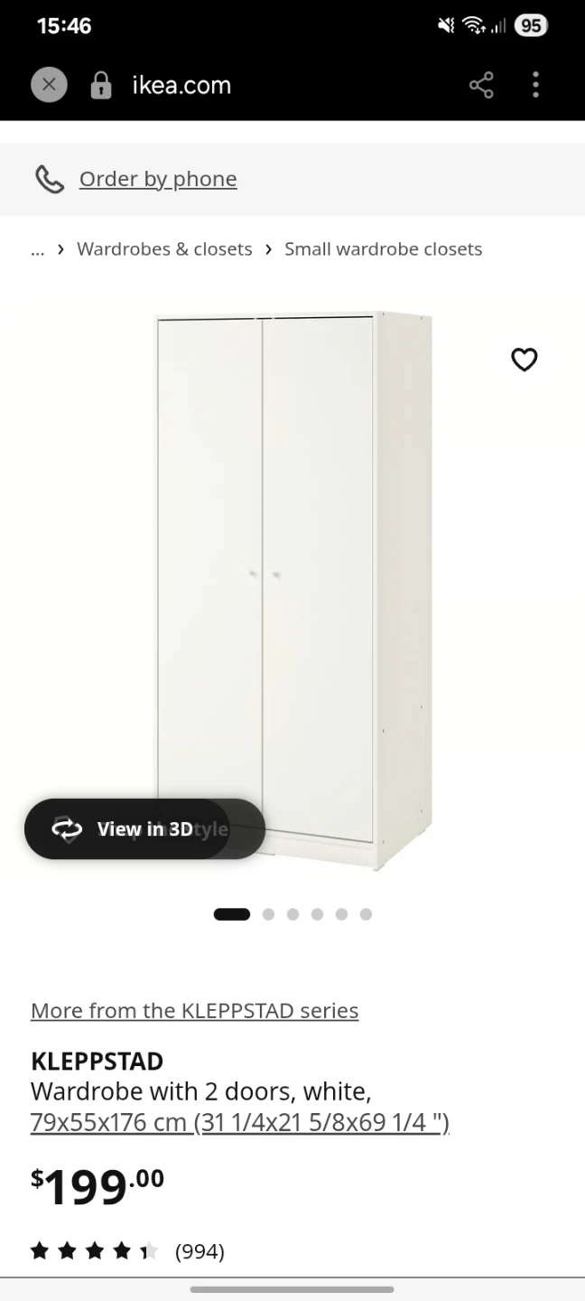 IKEA KLEPPSTAD Wardrobe with 2 doors, white