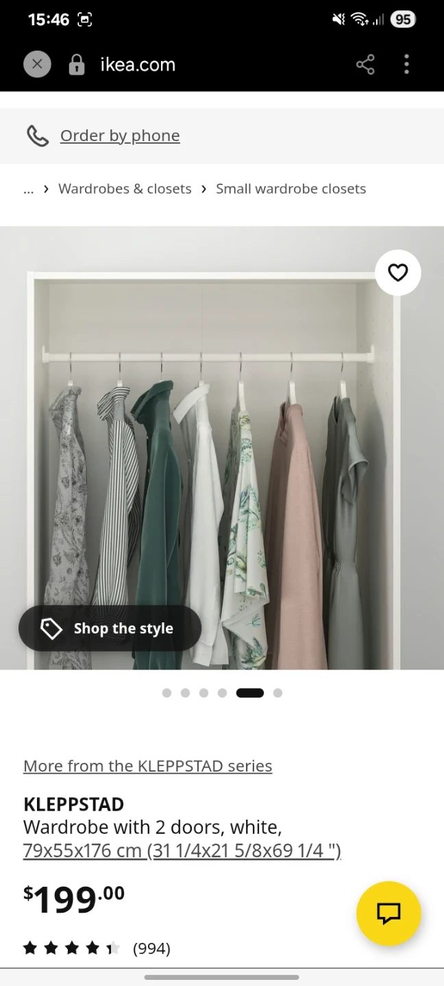 IKEA KLEPPSTAD Wardrobe with 2 doors, white - photo 4