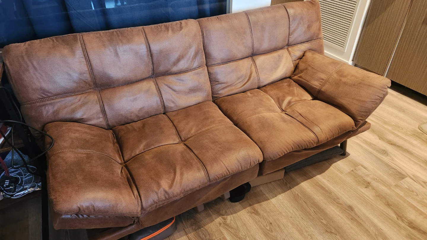 71" Brown Faux Leather Futon Sofa Bed