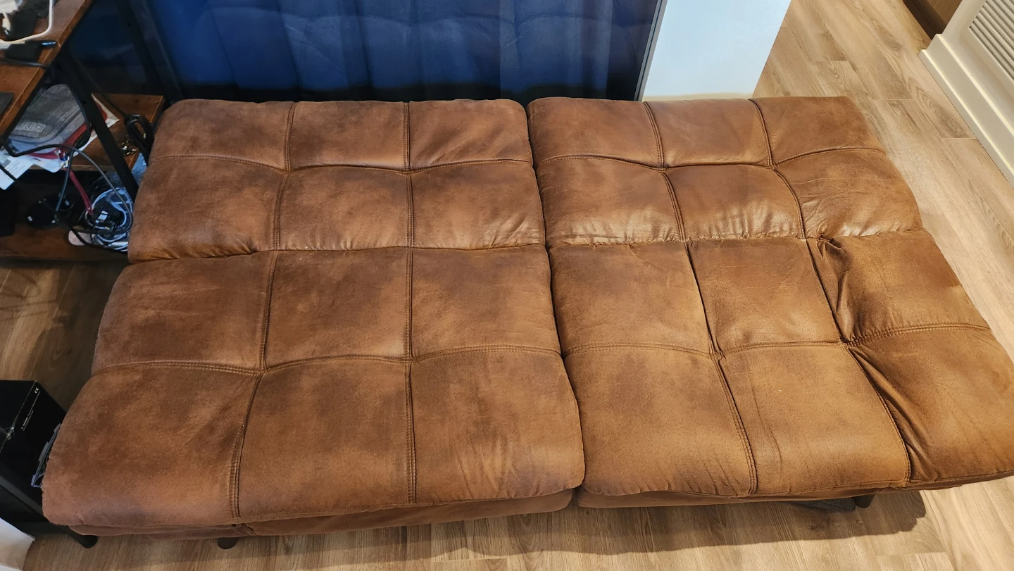 71" Brown Faux Leather Futon Sofa Bed - photo 2