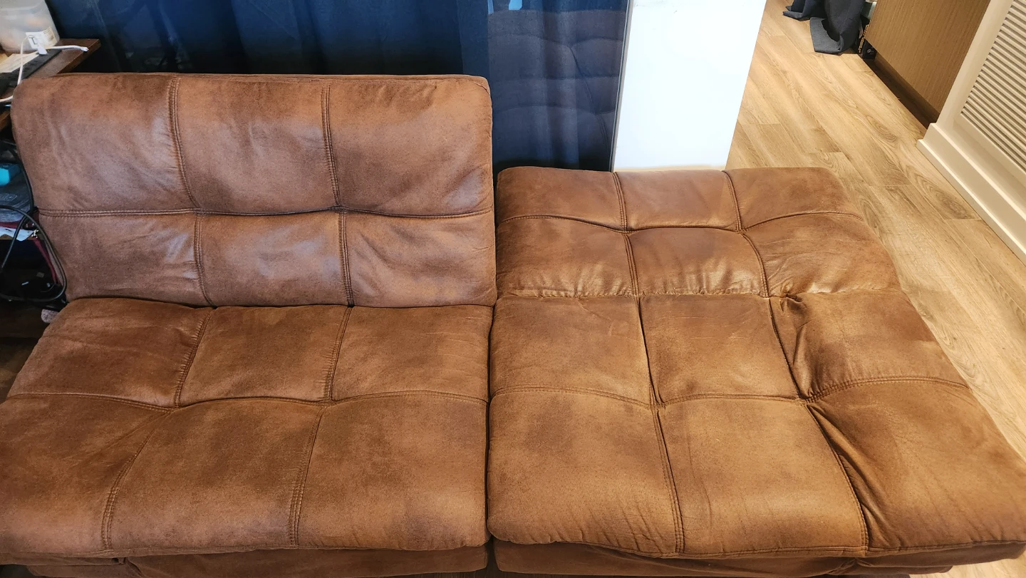 71" Brown Faux Leather Futon Sofa Bed - photo 3