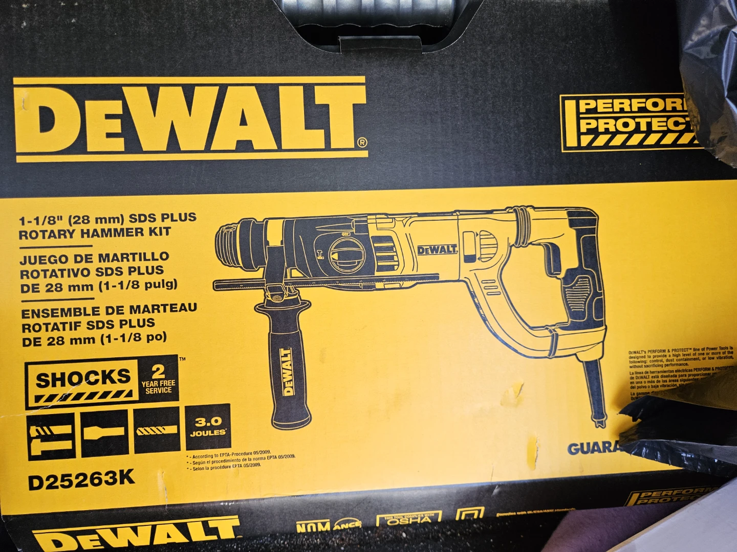 DEWALT 1-1/8" SDS PLUS Rotary Hammer Kit D25263K