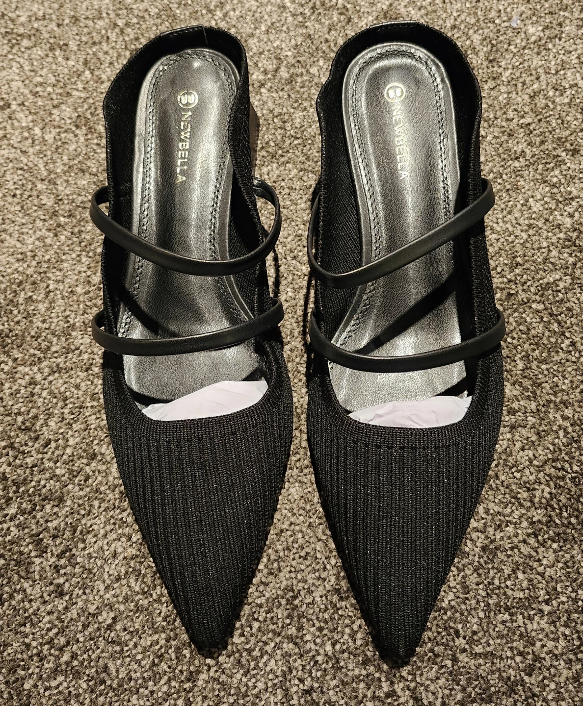 NEWBELLA Black Pointed Toe Slingback Heels - photo 2