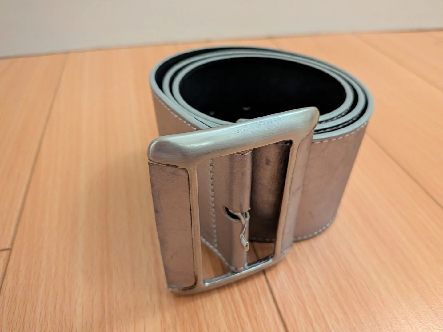 Silver Metallic Wide Belt with Square Buckle - photo 2