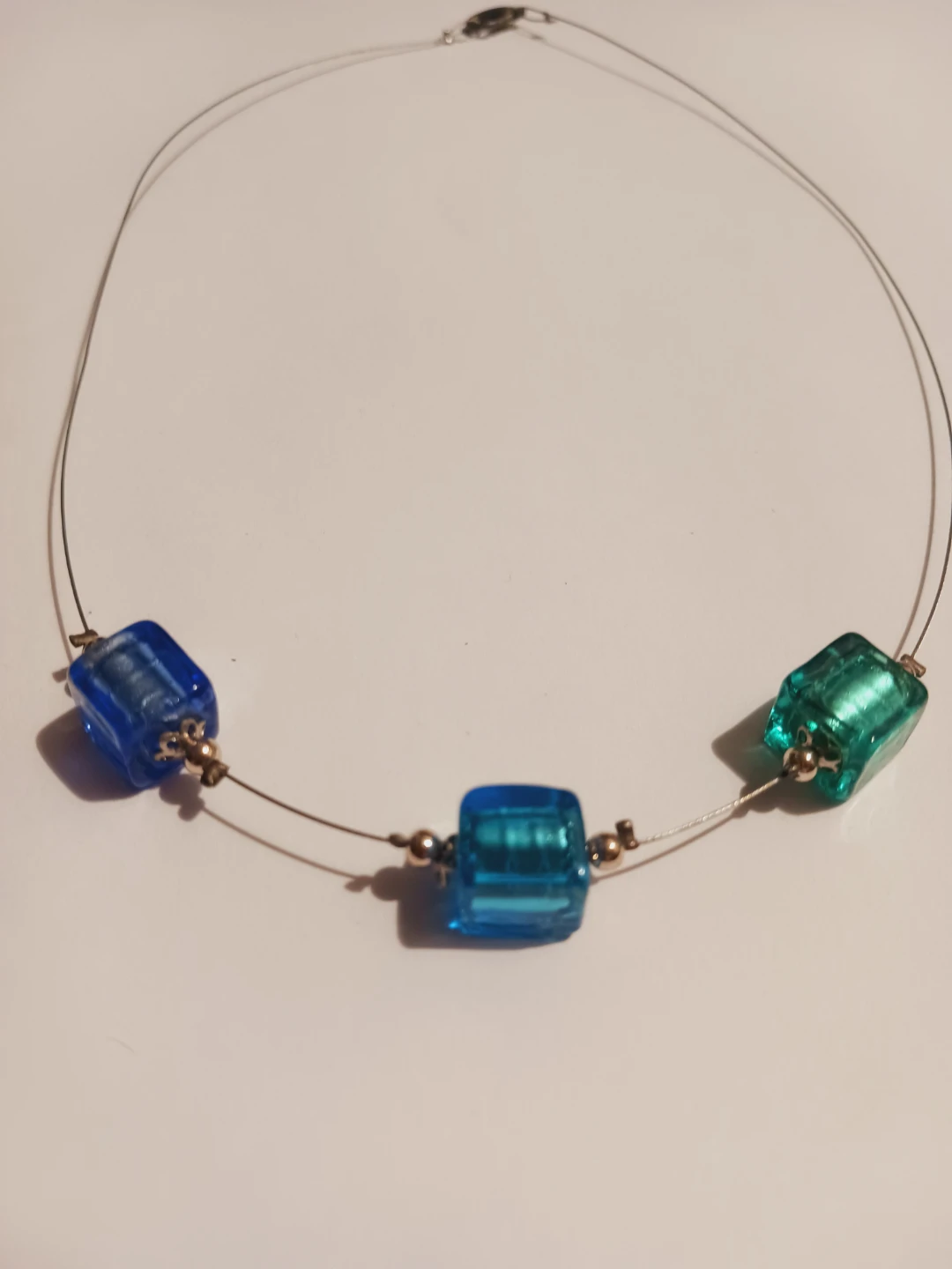 Handblown Art Glass Beads in the shades of blue necklace