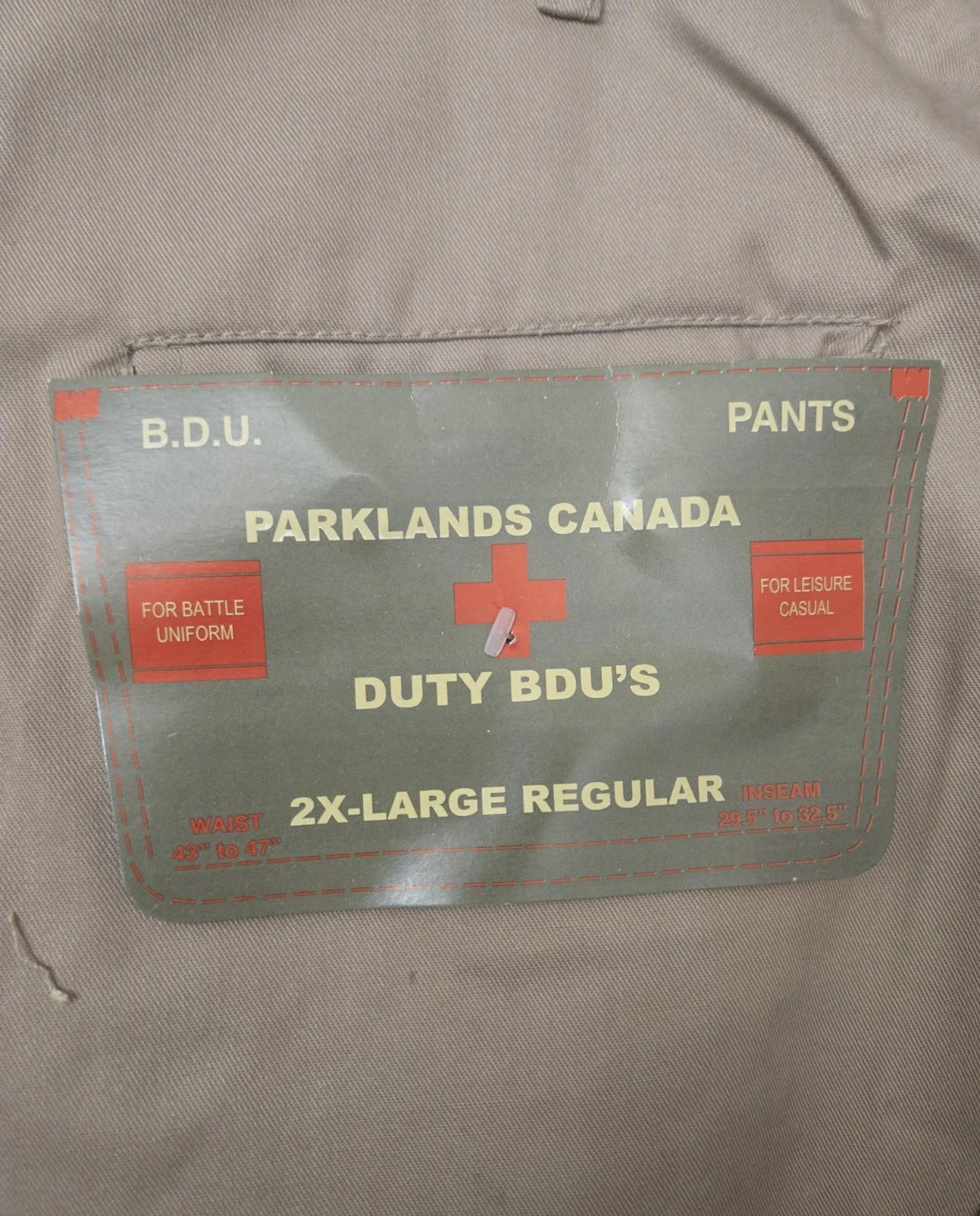 Men's Parklands Canada Duty BDU beige cargo pants. BNWT. XXL. - photo 3