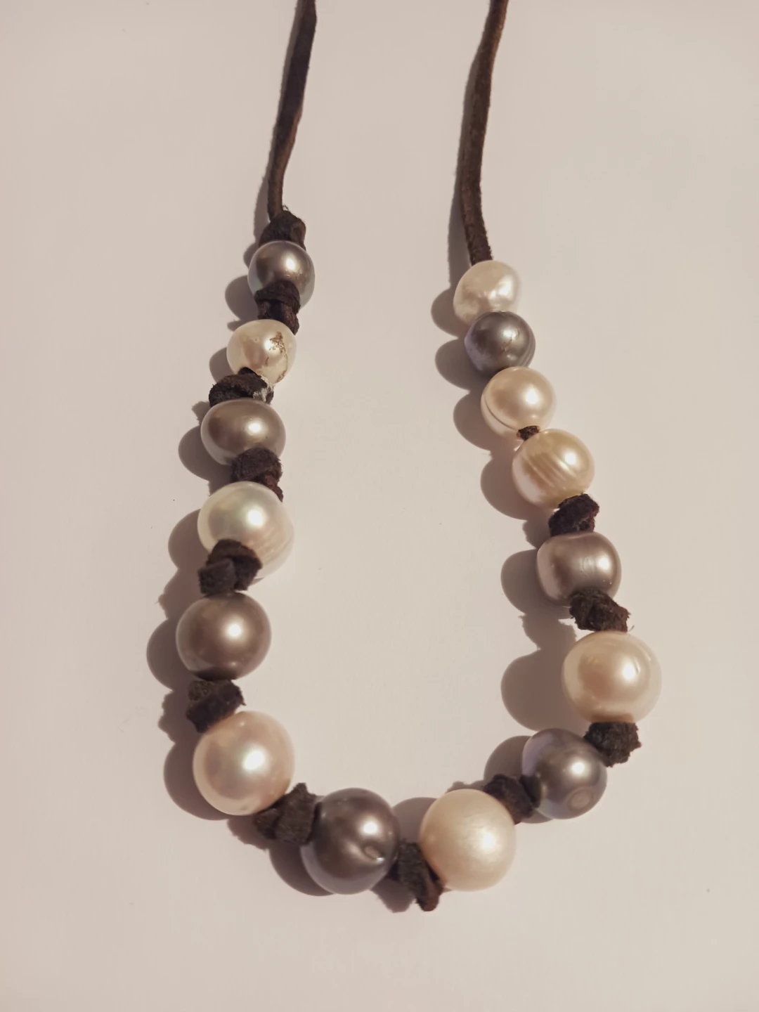 Genuine Freshwater Pearls on Suede Cord Necklace - photo 4