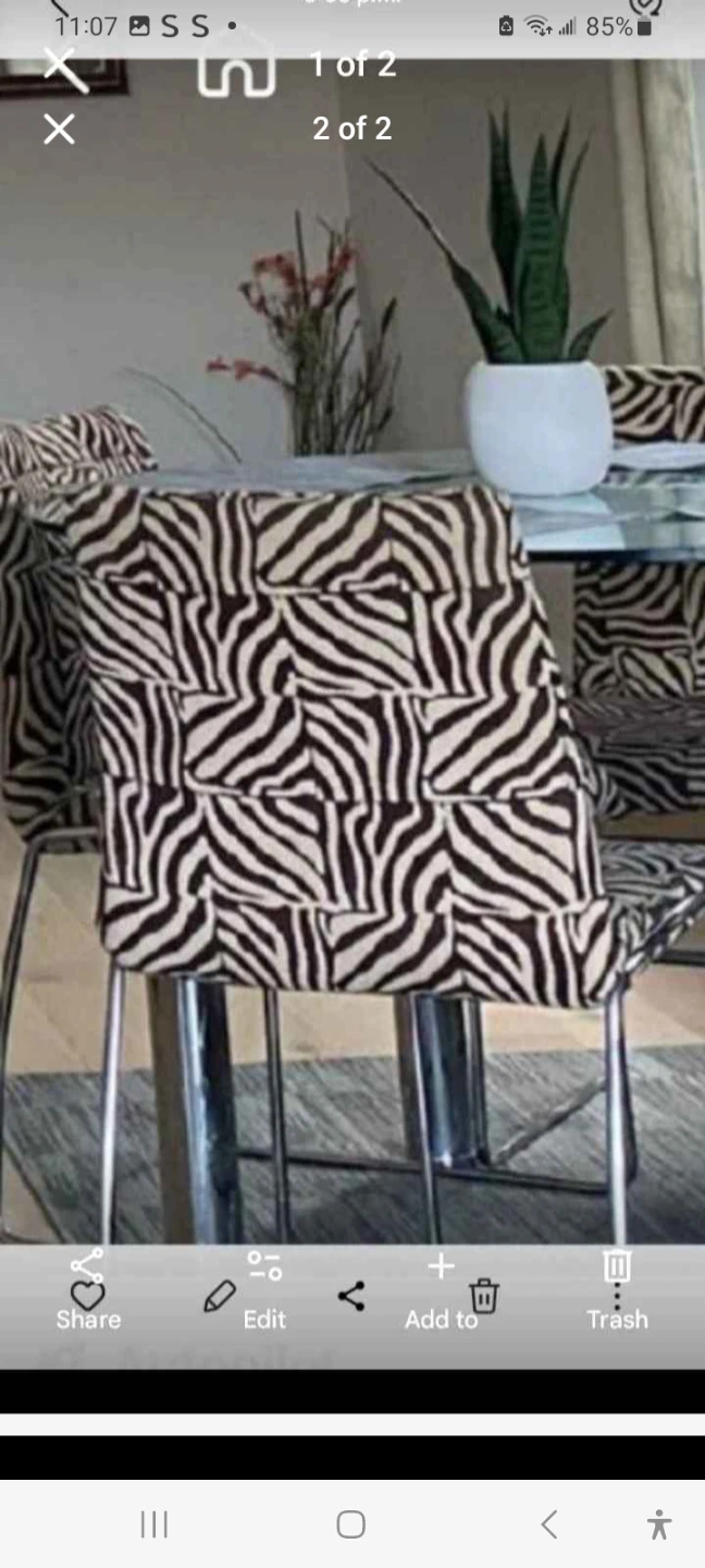Zebra Print Dining Chairs (Set of 4) with table - photo 2