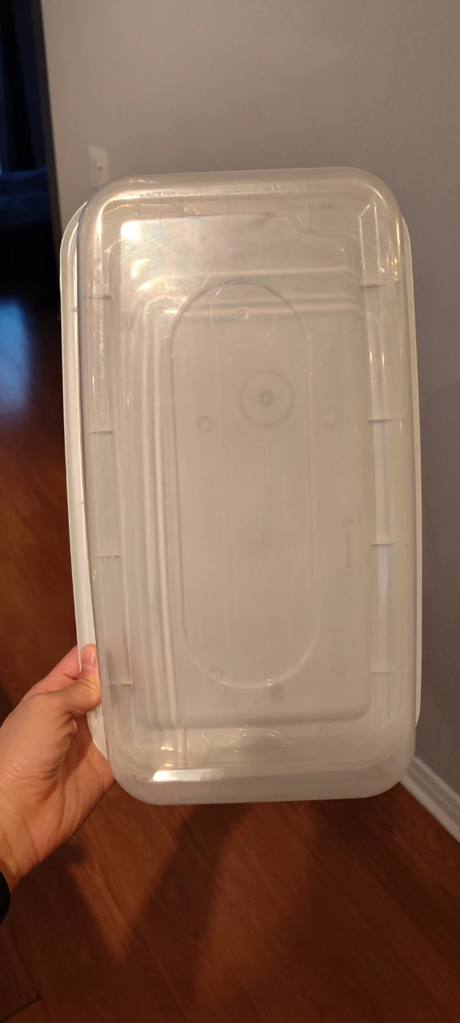 Clear Plastic Storage Bin with White Lid - photo 3