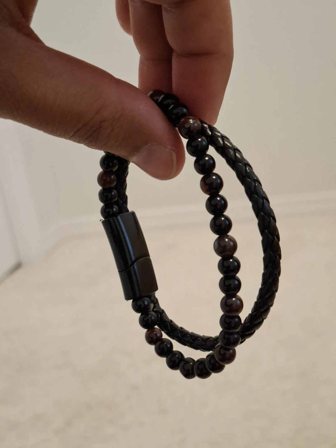 Men's Beaded Leather Bracelet