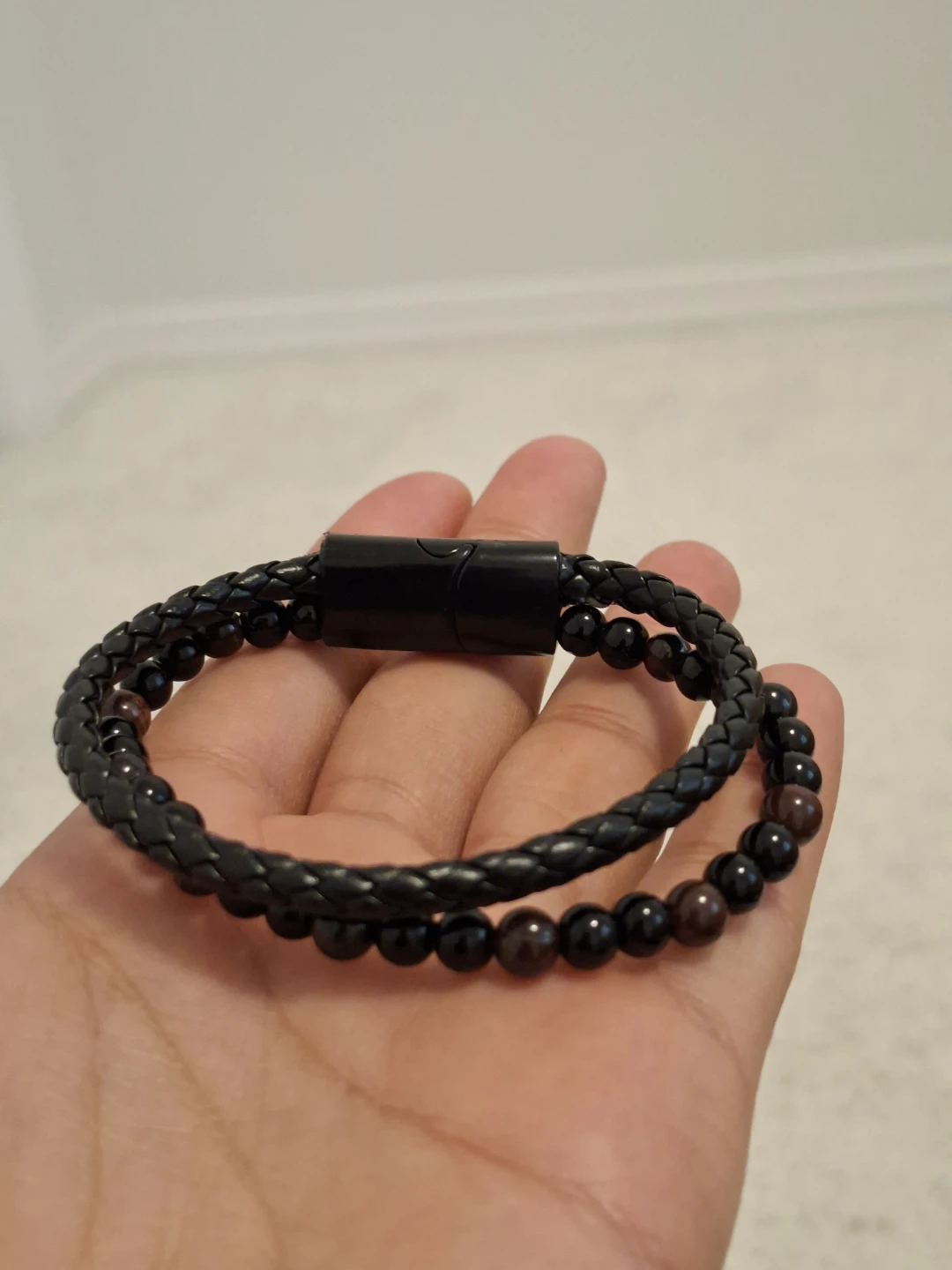 Men's Beaded Leather Bracelet - photo 2