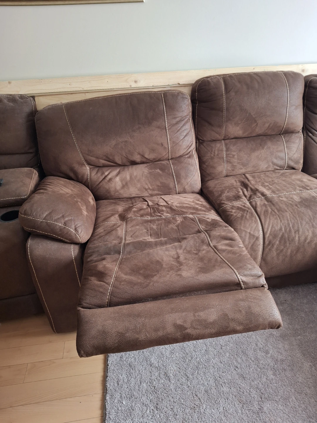 Brown Sectional Recliner Sofa with Cup Holders - photo 2