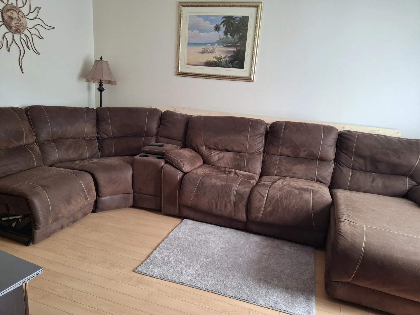 Brown Sectional Recliner Sofa with Cup Holders - photo 3