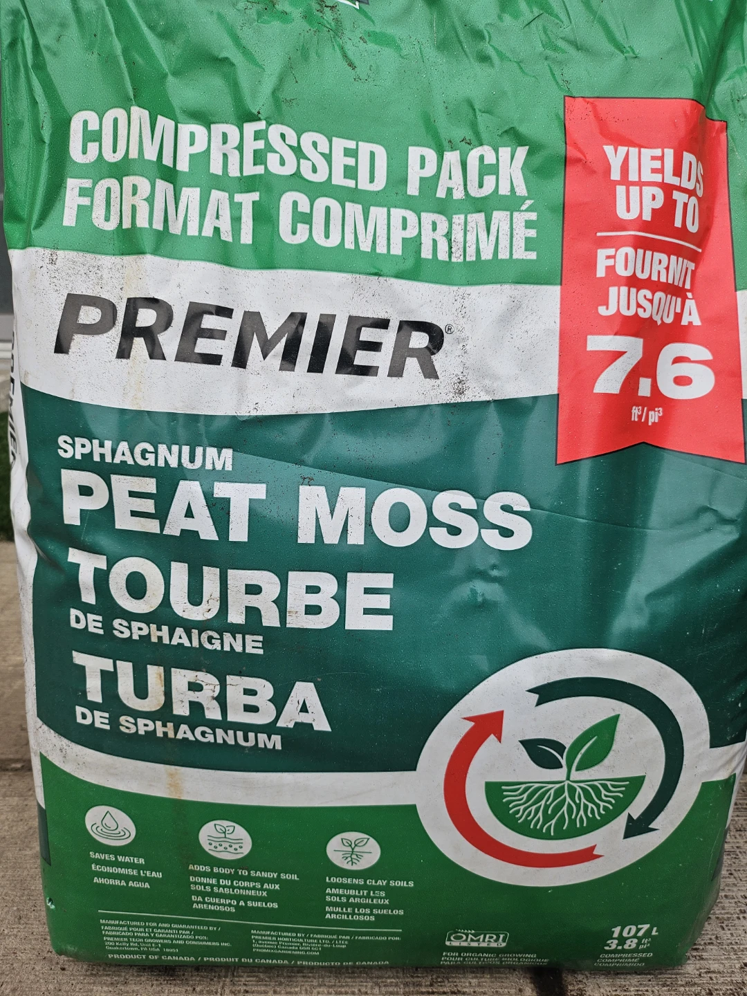 Premier Sphagnum Peat Moss 107L – Brand New