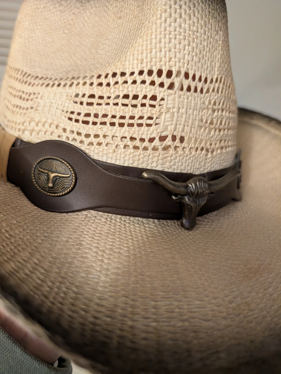 Straw Cowboy Hat with Bull Skull Detail - photo 3