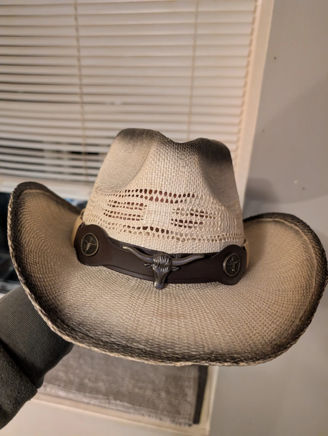 Straw Cowboy Hat with Bull Skull Detail - photo 5