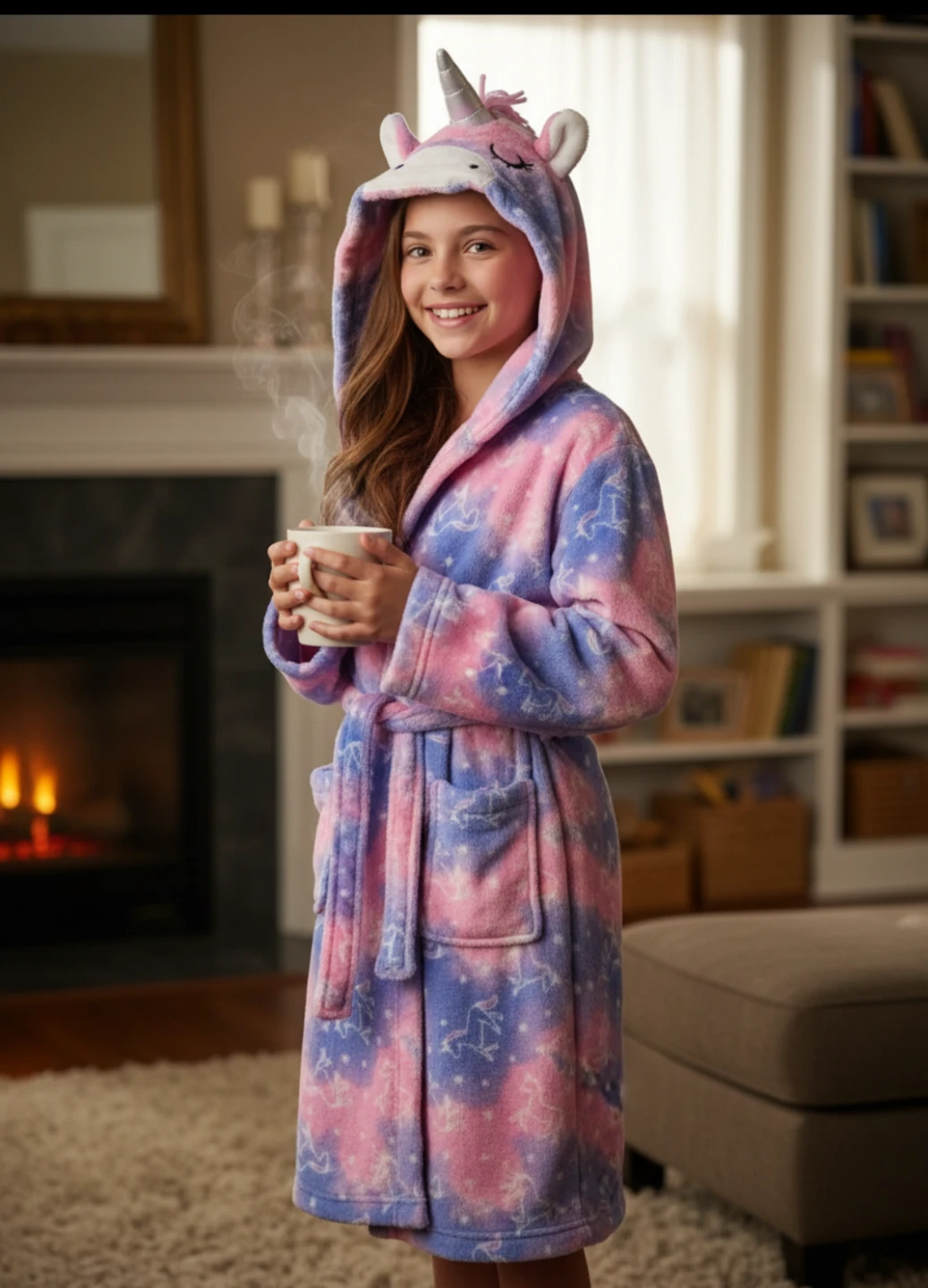 Girls Unicorn Hooded Robe size 10/12
