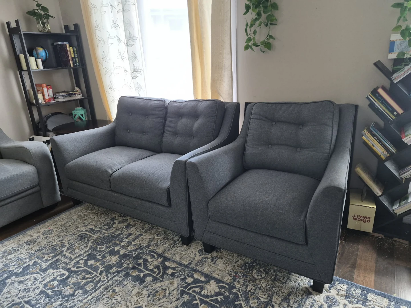 Grey Armchair and Loveseat Set - photo 3