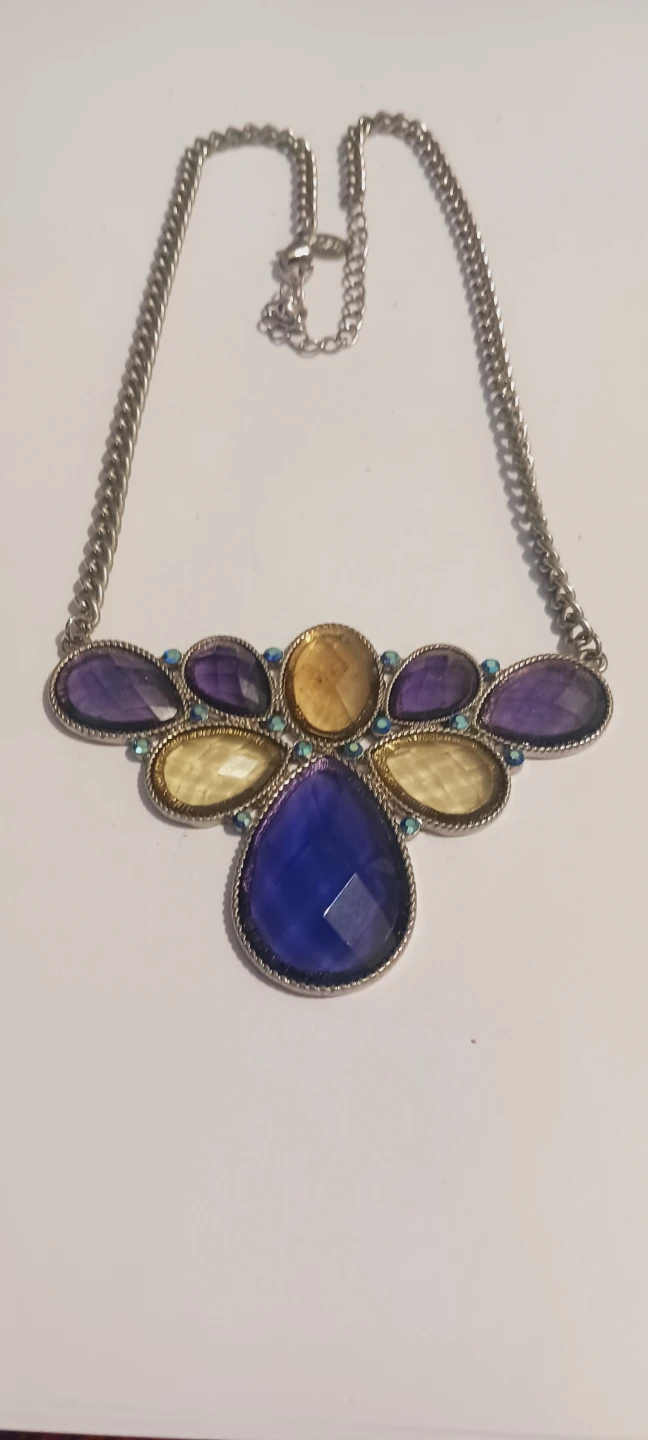 Gorgeous Statement Necklace with Purple & Yellow Gems - photo 3