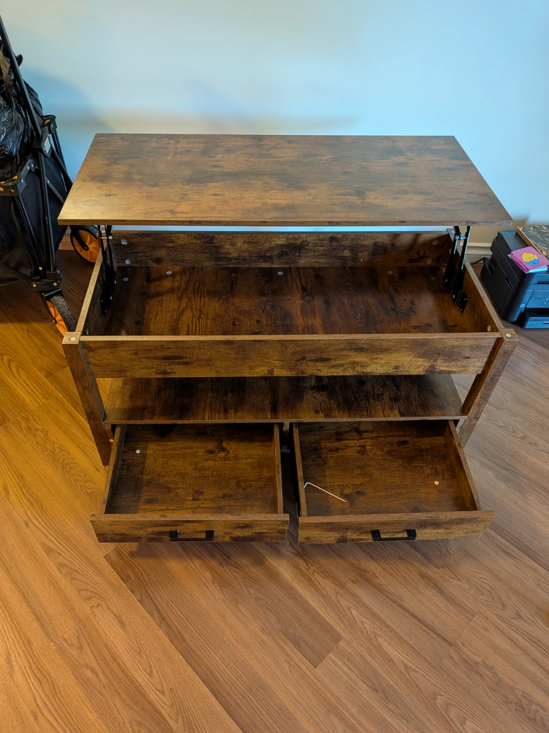 Rustic Lift Top Coffee Table with 2 Drawers - photo 2