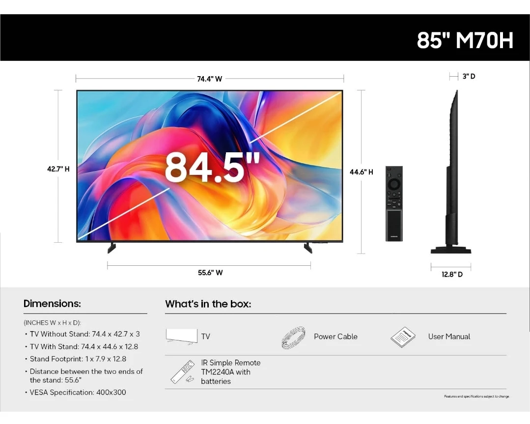 Samsung 85" M70H 4K Mini LED TV " NEW " - photo 5