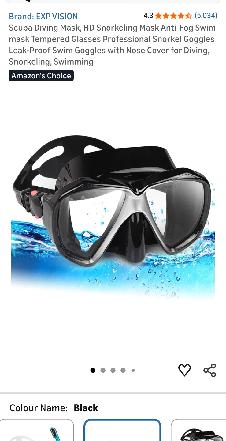 EXP VISION Scuba Diving Mask - Black