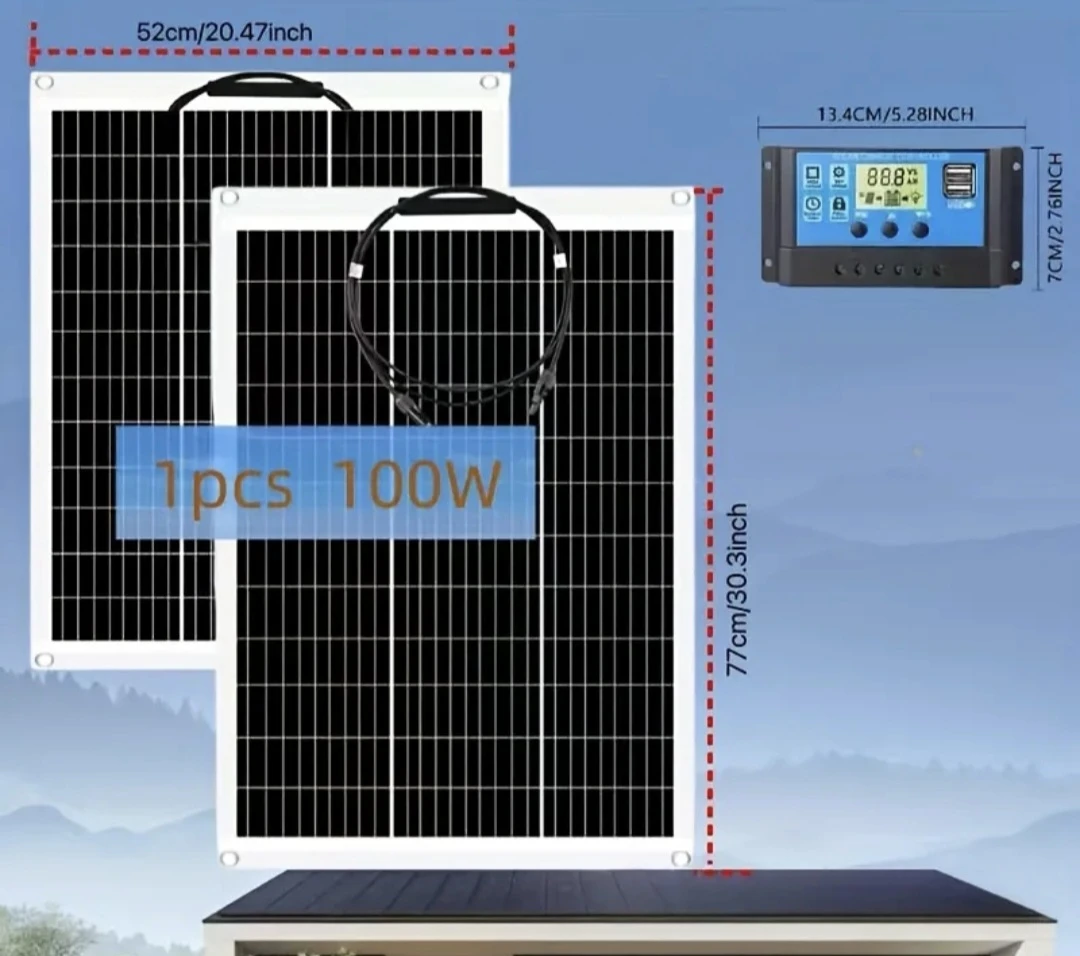 100W Flexible Solar Panel Kit with Charge Controller and Cables - photo 2