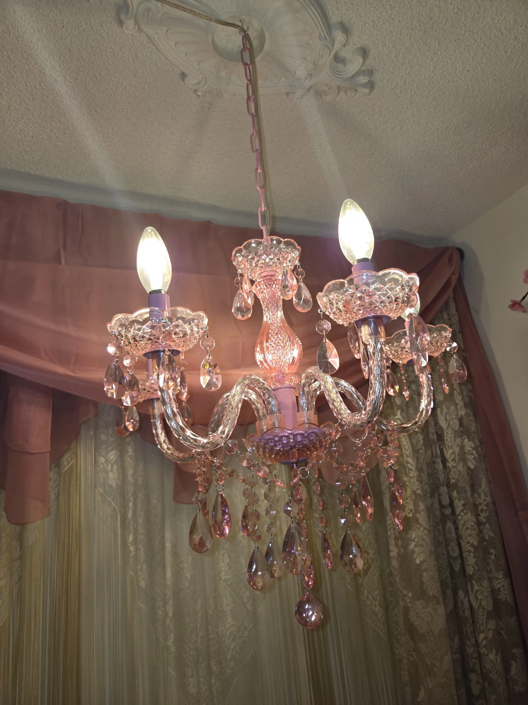 Pink Crystal Chandelier Light Fixture - photo 3