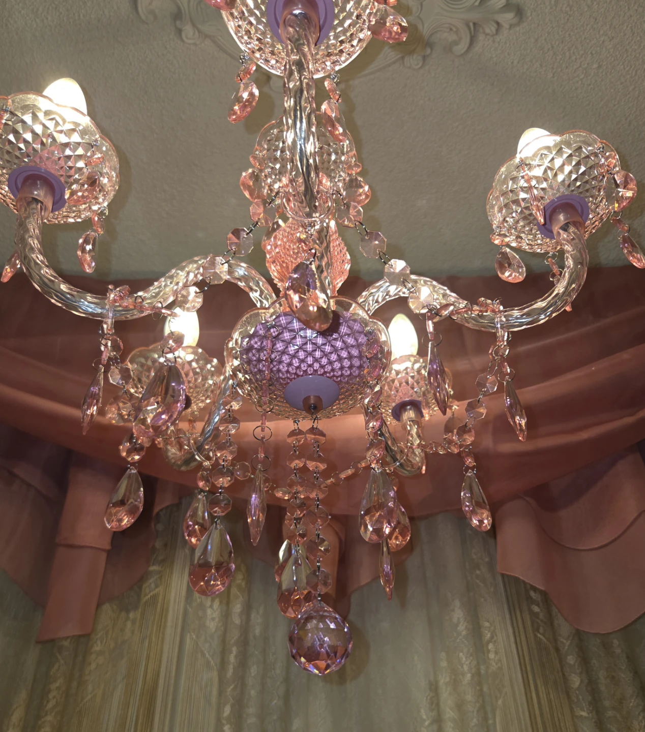 Pink Crystal Chandelier Light Fixture - photo 4