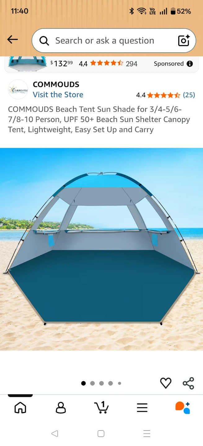 COMMOUDS Beach Tent Sun Shade - Sky Blue