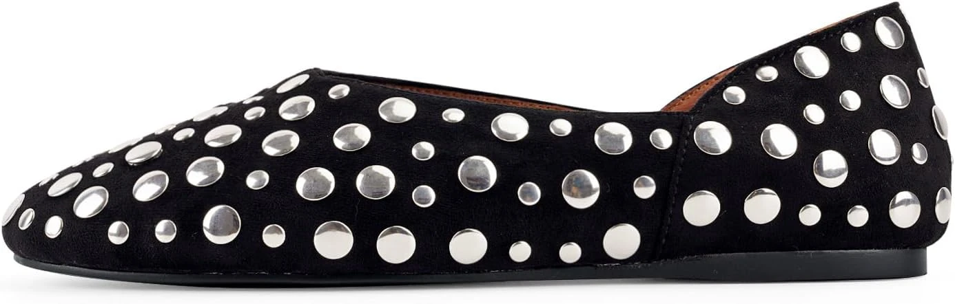 Black Studded Ballet Flats Size 7 New - photo 5