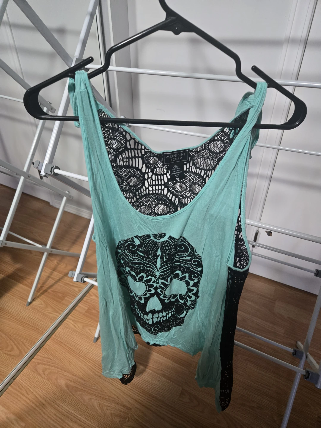 Midnight Hour Skull Lace Tank Top XL