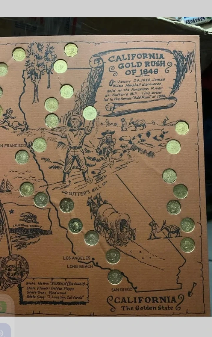 Vtg Rare California Gold Rush of 1848 Display with Coins - photo 4