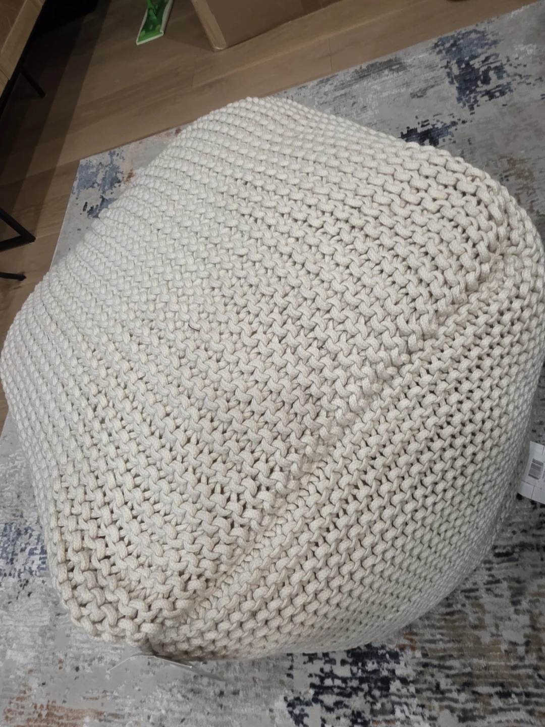 Cream Knit Pouf Ottoman - photo 2