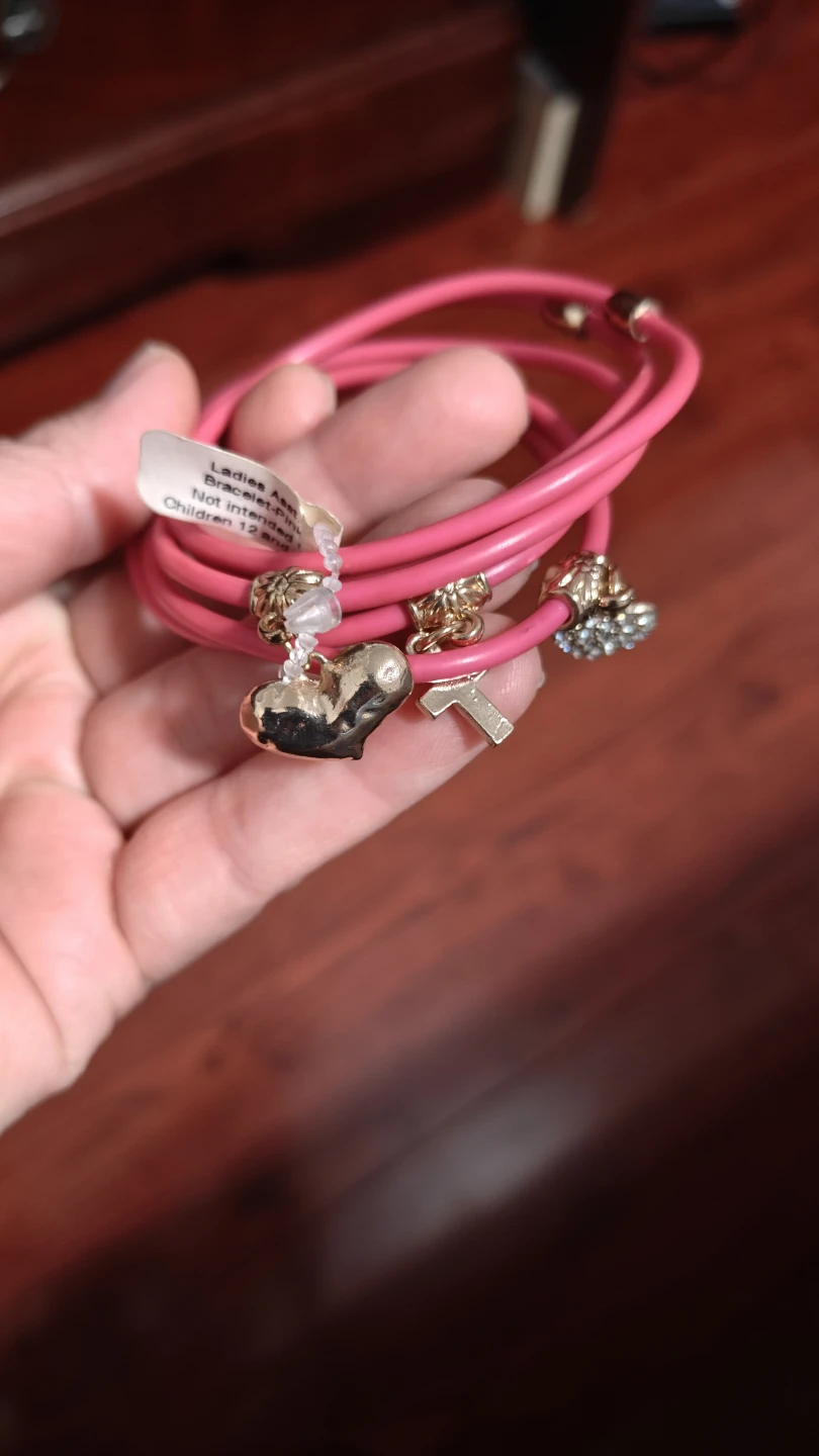 Pink Charm Bracelet with Heart and Cross - photo 4
