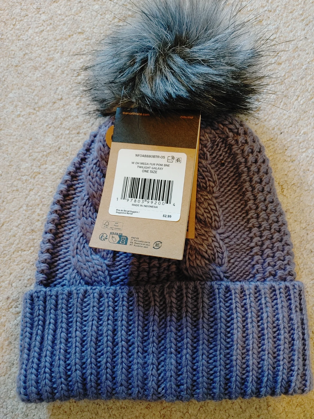 The North Face Women's Oh Mega Fur Pom Beanie - Twilight Galaxy