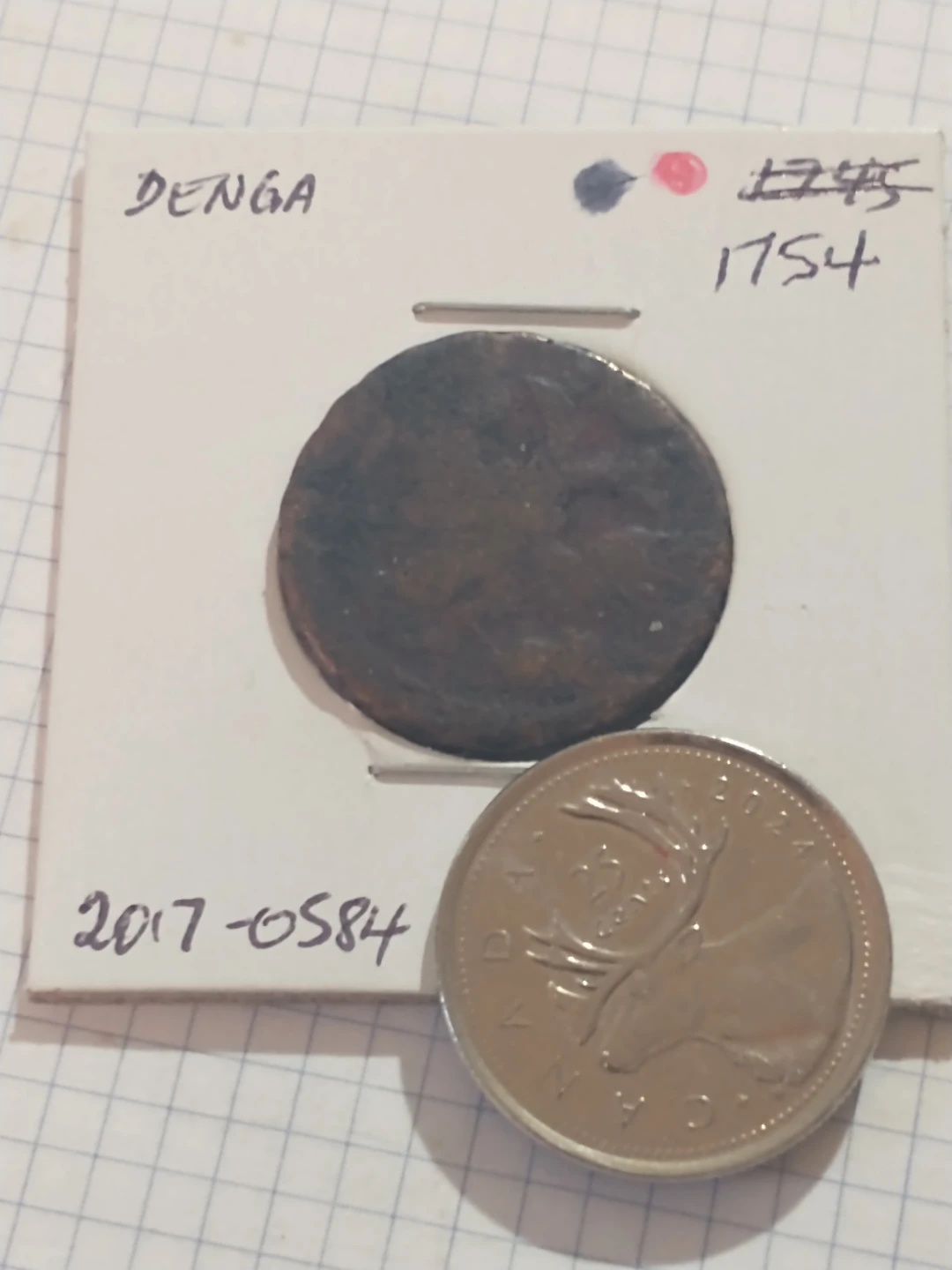 1754 Russia Denga coin, poor condition - photo 3