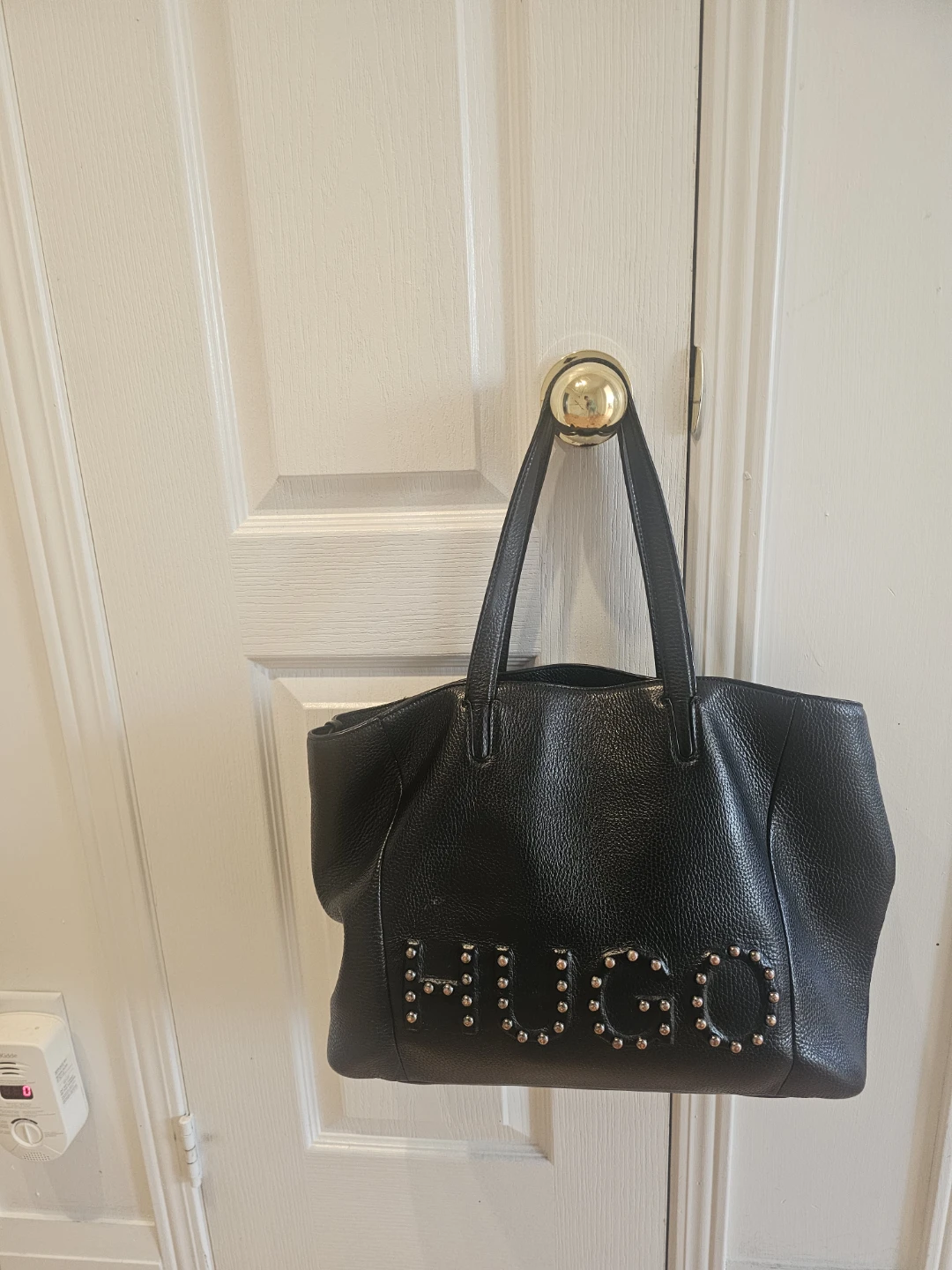 Hugo Boss Black Leather Tote Bag with Studs