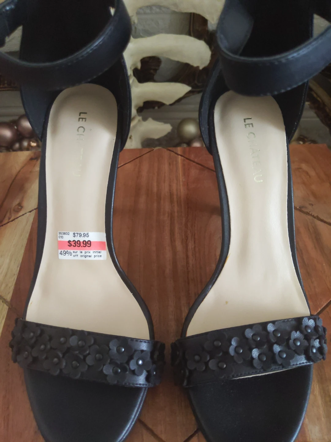 Le Chateau Black Floral Heels Size 38 NWT - photo 3